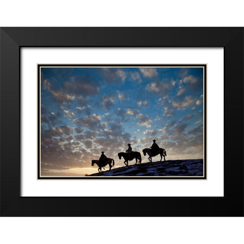 USA- Shell- Wyoming. Hideout Ranch cowboys and cowgirls Black Modern Wood Framed Art Print with Double Matting by Gulin, Darrell