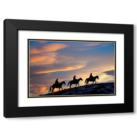 USA- Shell- Wyoming. Hideout Ranch cowboys and cowgirls Black Modern Wood Framed Art Print with Double Matting by Gulin, Darrell