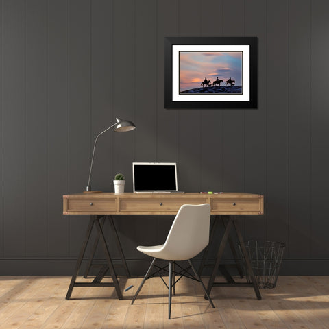 USA- Shell- Wyoming. Hideout Ranch cowboys and cowgirls Black Modern Wood Framed Art Print with Double Matting by Gulin, Darrell
