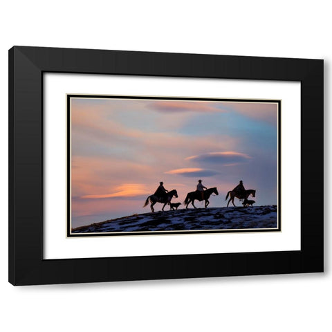 USA- Shell- Wyoming. Hideout Ranch cowboys and cowgirls Black Modern Wood Framed Art Print with Double Matting by Gulin, Darrell