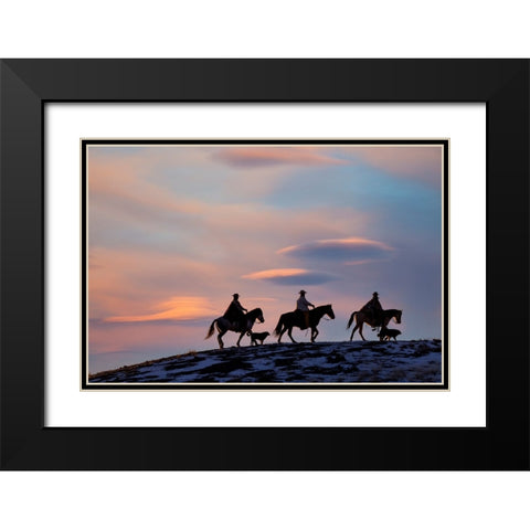 USA- Shell- Wyoming. Hideout Ranch cowboys and cowgirls Black Modern Wood Framed Art Print with Double Matting by Gulin, Darrell