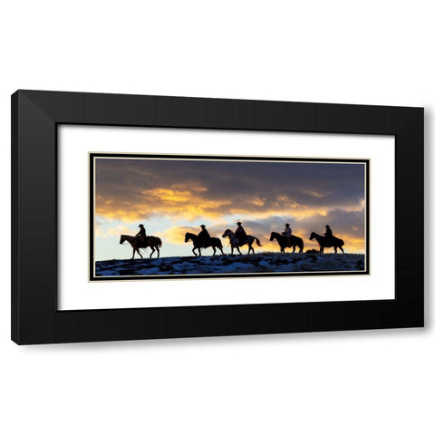 USA- Shell- Wyoming. Hideout Ranch cowboys and cowgirls Black Modern Wood Framed Art Print with Double Matting by Gulin, Darrell