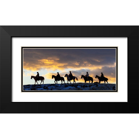 USA- Shell- Wyoming. Hideout Ranch cowboys and cowgirls Black Modern Wood Framed Art Print with Double Matting by Gulin, Darrell