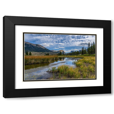 USA-Wyoming-White Rock Mountain and Squaretop Peak above Green River wetland Black Modern Wood Framed Art Print with Double Matting by Garber, Howie