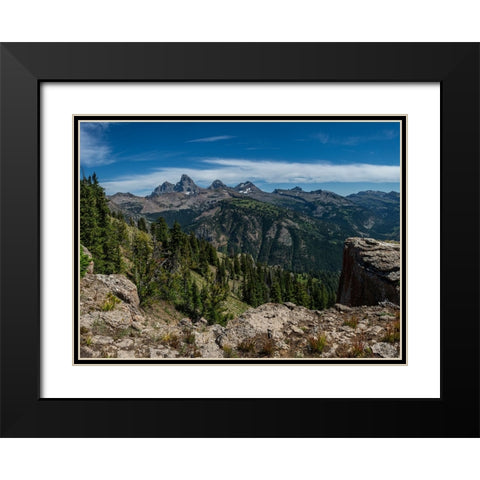 USA-Wyoming-View of Grand Teton and National Park from west-Jedediah Smith Wilderness Black Modern Wood Framed Art Print with Double Matting by Garber, Howie