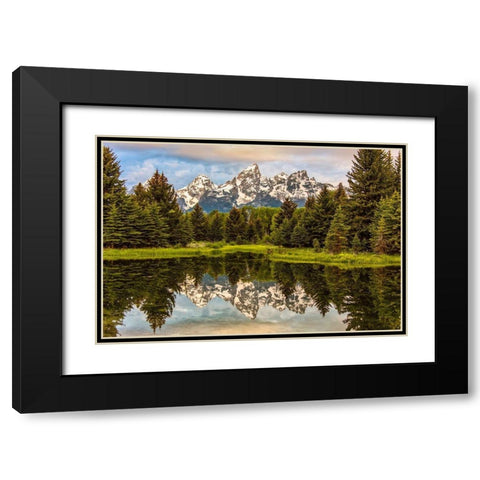 Schwabacher Landing-Tetons-Wyoming Black Modern Wood Framed Art Print with Double Matting by Ford, John