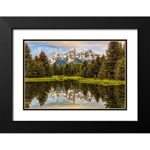 Schwabacher Landing-Tetons-Wyoming Black Modern Wood Framed Art Print with Double Matting by Ford, John