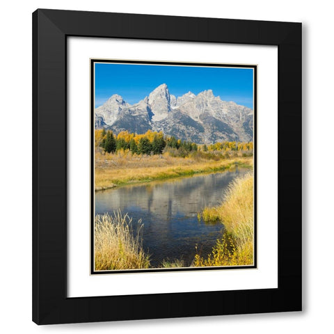 Wyoming- Grand Teton National Park. Teton Range with Grand Teton and Snake River Black Modern Wood Framed Art Print with Double Matting by Wild, Jamie and Judy