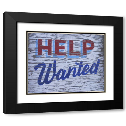 Weathered help-wanted sign Black Modern Wood Framed Art Print with Double Matting by Terrill, Steve