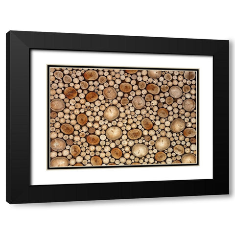 Circles Black Modern Wood Framed Art Print with Double Matting by Ianeva, Aida