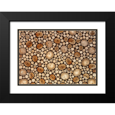 Circles Black Modern Wood Framed Art Print with Double Matting by Ianeva, Aida