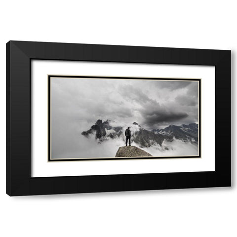 In The Clouds Black Modern Wood Framed Art Print with Double Matting by Michal