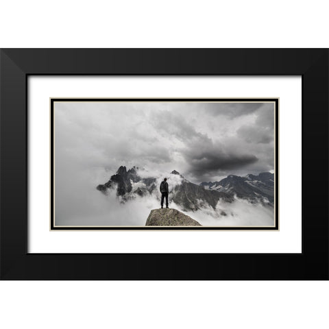 In The Clouds Black Modern Wood Framed Art Print with Double Matting by Michal