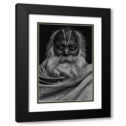 Indian Dark Face Black Modern Wood Framed Art Print with Double Matting by AL Farsi, Haitham