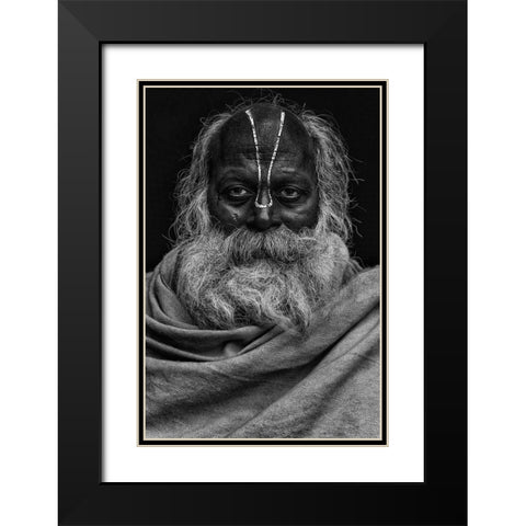 Indian Dark Face Black Modern Wood Framed Art Print with Double Matting by AL Farsi, Haitham