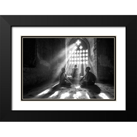 Learning With The Master Black Modern Wood Framed Art Print with Double Matting by Song, Gunarto