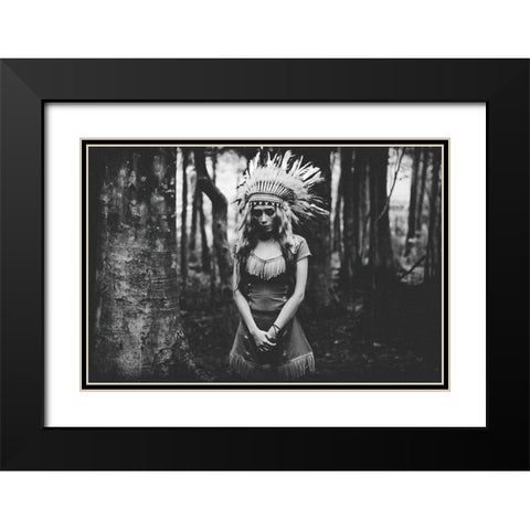 Black And White Mood In The Forest Black Modern Wood Framed Art Print with Double Matting by Bagasphotowork