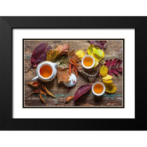 Tea Of September Black Modern Wood Framed Art Print with Double Matting by Aristov, Stanislav