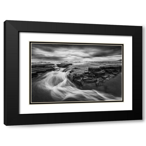 Dance Of Water Black Modern Wood Framed Art Print with Double Matting by Zhu, Jingshu