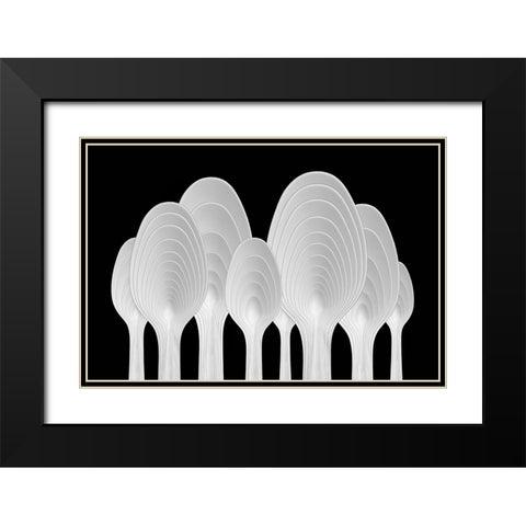 Spoons Abstract-Tree Rings Black Modern Wood Framed Art Print with Double Matting by Hammer, Jacqueline