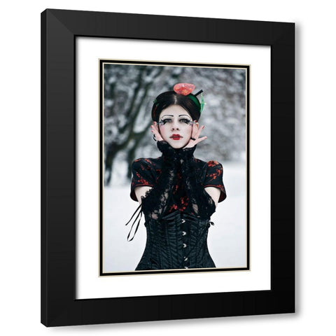 Geisha Black Modern Wood Framed Art Print with Double Matting by Ligacova, Klaudia