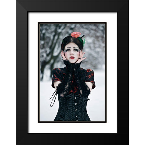Geisha Black Modern Wood Framed Art Print with Double Matting by Ligacova, Klaudia