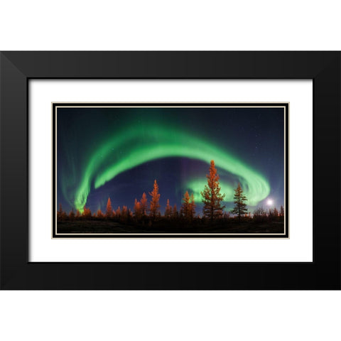 Northern Lights Black Modern Wood Framed Art Print with Double Matting by Snegirev, Andrey