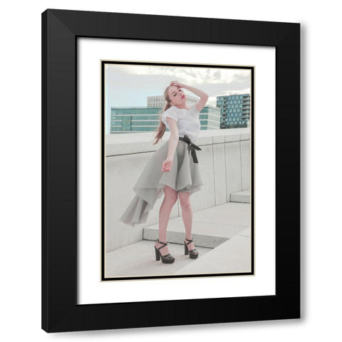 Rooftop Fashion Mood. Black Modern Wood Framed Art Print with Double Matting by Kristiano