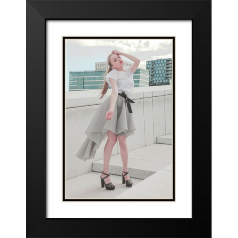 Rooftop Fashion Mood. Black Modern Wood Framed Art Print with Double Matting by Kristiano