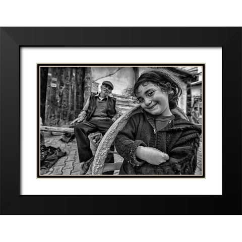 Happy Eyes Black Modern Wood Framed Art Print with Double Matting by Aydogdu, Veli