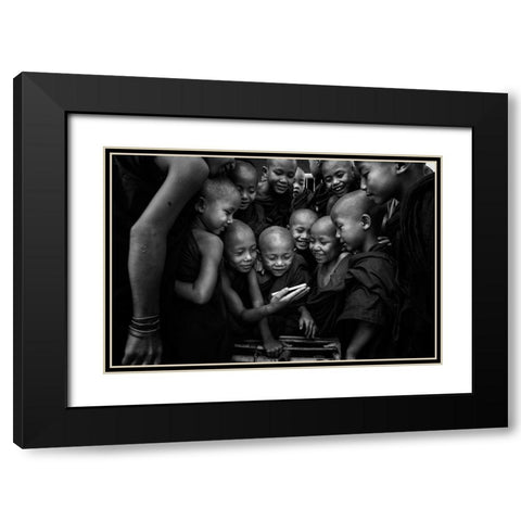 Happy Faces Black Modern Wood Framed Art Print with Double Matting by Song, Gunarto