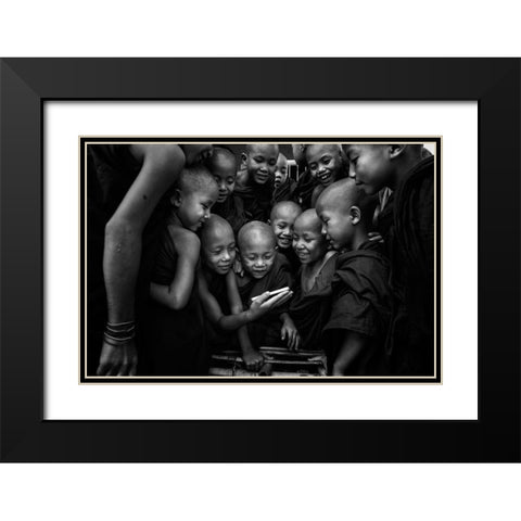 Happy Faces Black Modern Wood Framed Art Print with Double Matting by Song, Gunarto