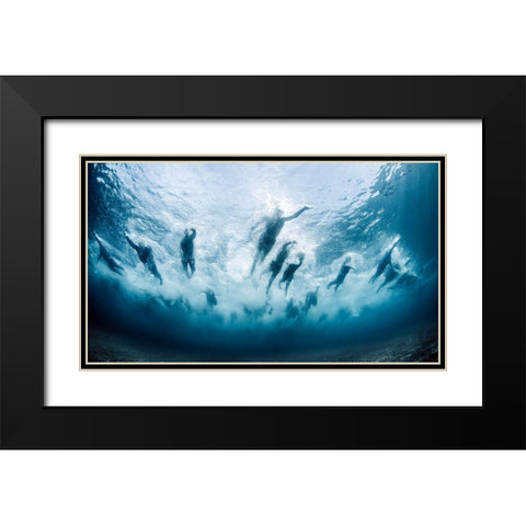 Swim Black Modern Wood Framed Art Print with Double Matting by Lopresti, Davide