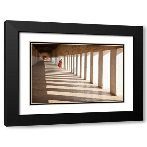 Looking Back Black Modern Wood Framed Art Print with Double Matting by B N, Joe