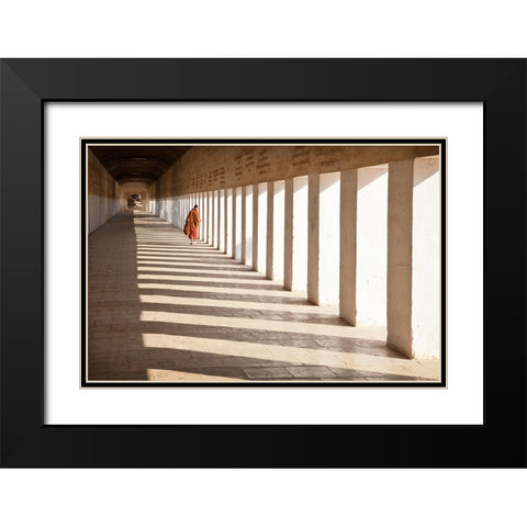 Looking Back Black Modern Wood Framed Art Print with Double Matting by B N, Joe