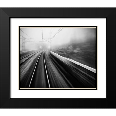 From The Last Wagon Of The Train Black Modern Wood Framed Art Print with Double Matting by Persson, Mats
