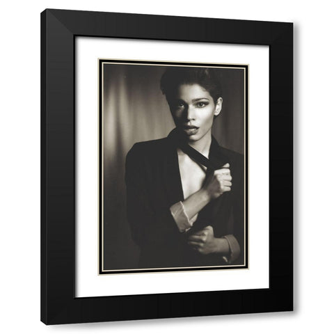 Woman Black Modern Wood Framed Art Print with Double Matting by Renzulli, Antonella