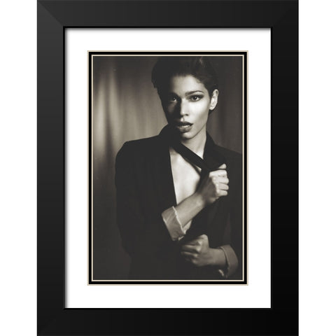 Woman Black Modern Wood Framed Art Print with Double Matting by Renzulli, Antonella