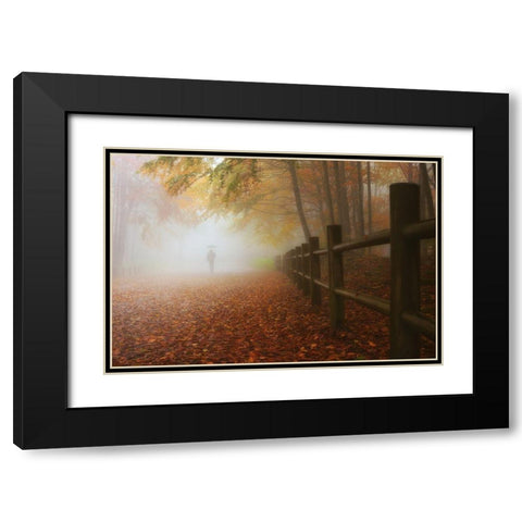My Way To Autumn Black Modern Wood Framed Art Print with Double Matting by Lazzarotti, Paolo