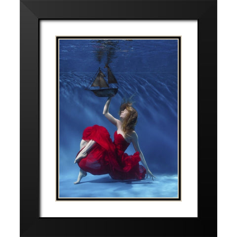 Never Let Go Black Modern Wood Framed Art Print with Double Matting by Jones, Karen