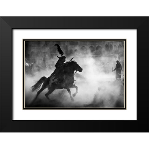Lunge Black Modern Wood Framed Art Print with Double Matting by Momeni, Mohammadreza