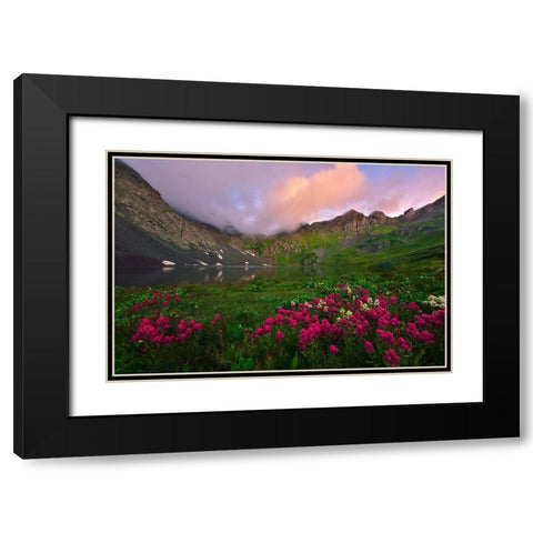 Clear Lake Dawn Black Modern Wood Framed Art Print with Double Matting by Xu, Mei