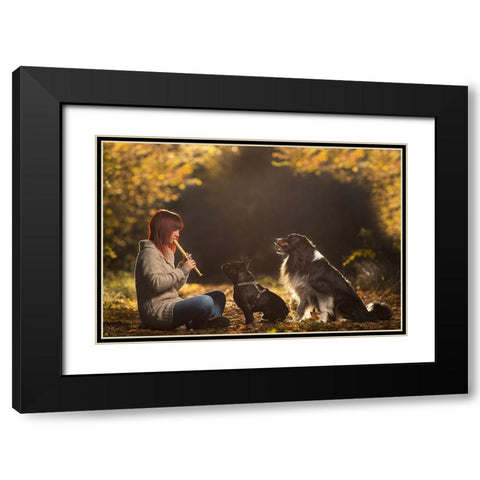 Magic Sound Black Modern Wood Framed Art Print with Double Matting by Campo, Stefano