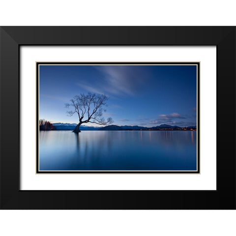 Wanaka Twilight Black Modern Wood Framed Art Print with Double Matting by Zhang, Yan