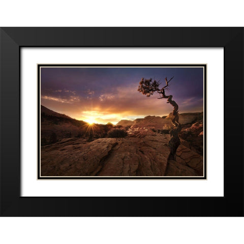 Distorted Black Modern Wood Framed Art Print with Double Matting by Vecernik, Mirko