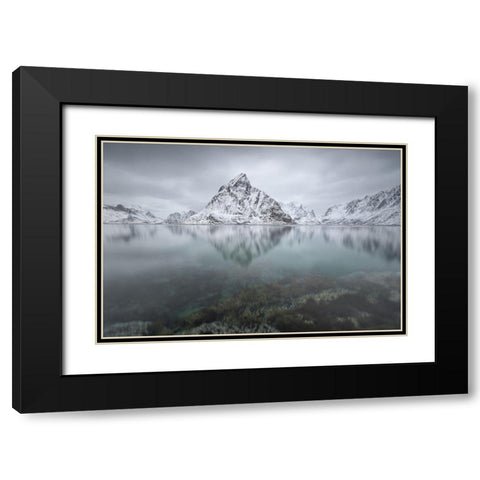 Waterworld Black Modern Wood Framed Art Print with Double Matting by Hoffmann, Raymond