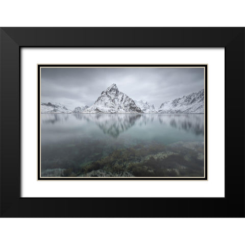 Waterworld Black Modern Wood Framed Art Print with Double Matting by Hoffmann, Raymond