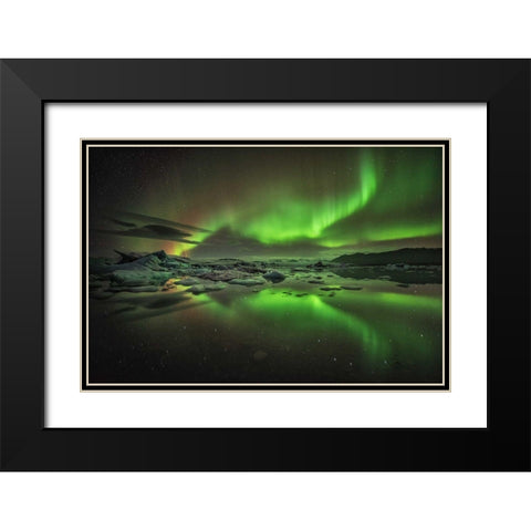 Glacier Lagoon Black Modern Wood Framed Art Print with Double Matting by Hoffmann, Raymond
