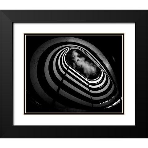Hole Black Modern Wood Framed Art Print with Double Matting by Tajima, Koji