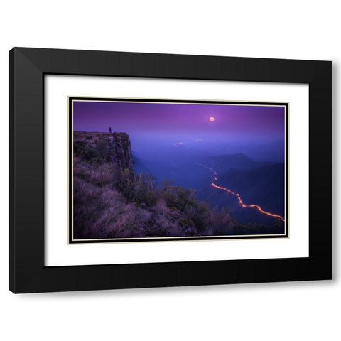Planet Earth Black Modern Wood Framed Art Print with Double Matting by Sombrio, Raphael